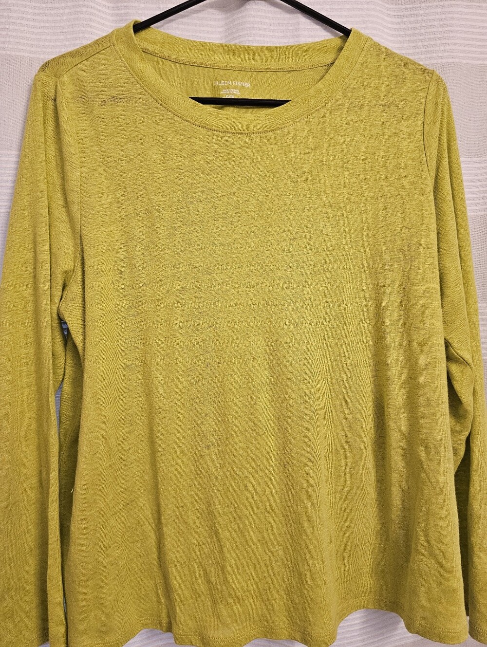 Eileen Fisher Long-Sleeve Crewneck Top in Yellow-Green